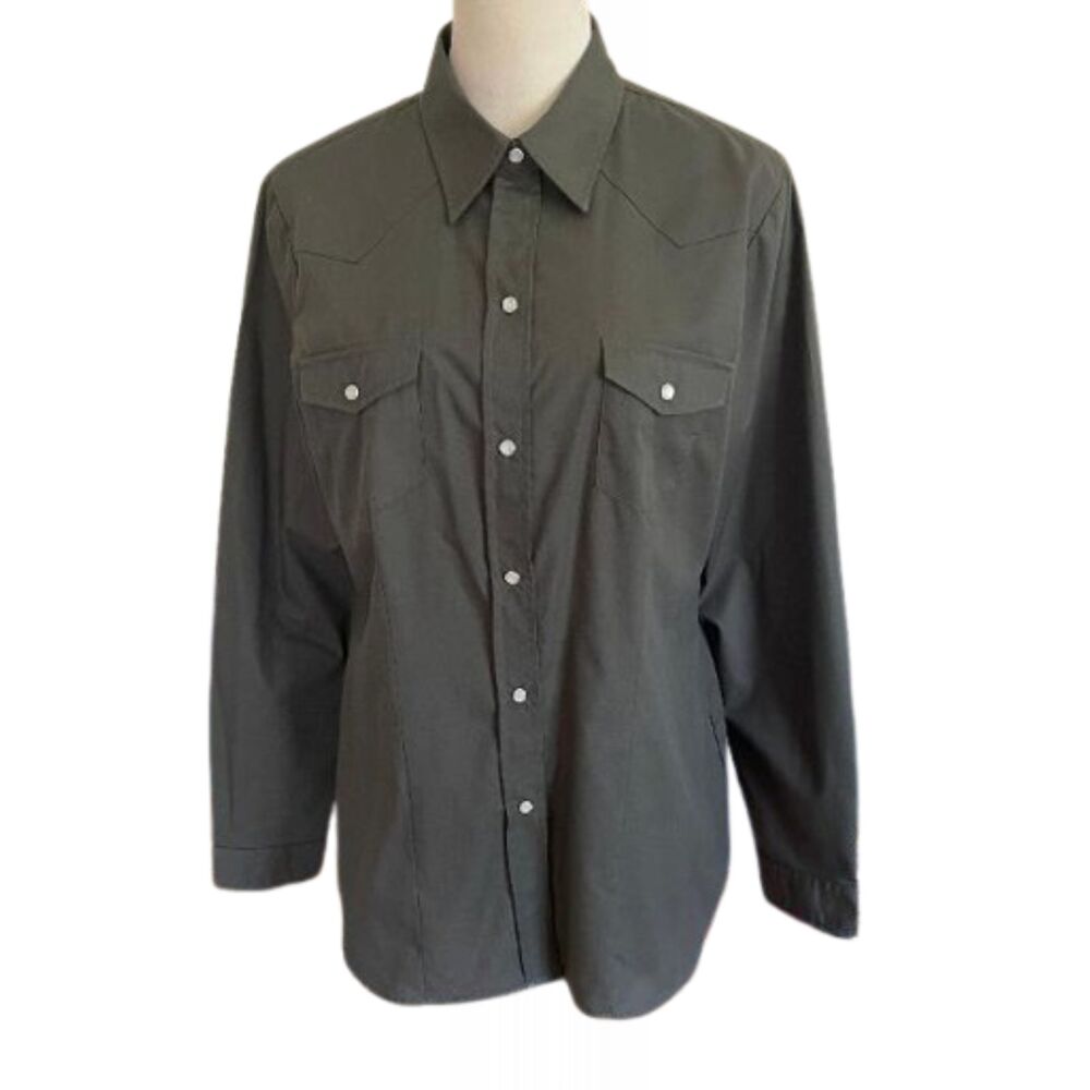 Roper Green Button Down Long Sleeve Western Shirt Large